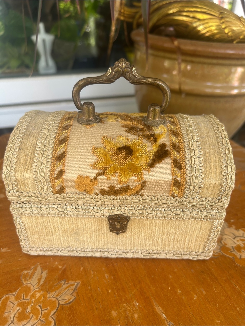 Antique French Velvet Boudoir Box